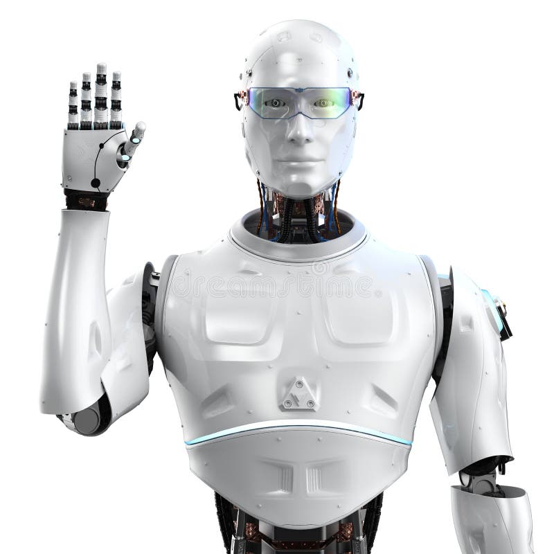Hand-Hand-Hand-Roboter oder Cyborg lizenzfreie abbildung