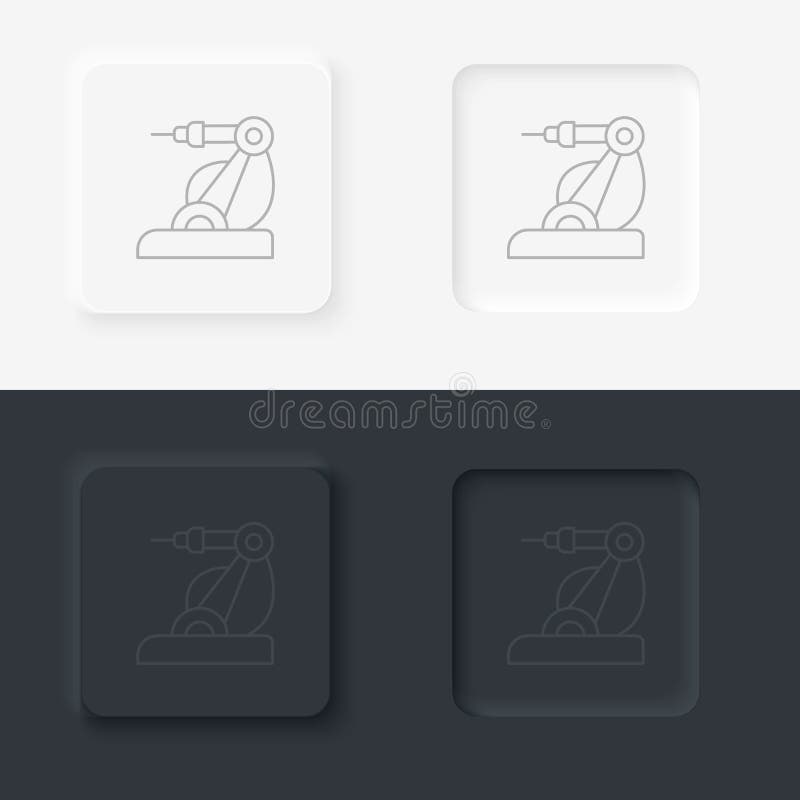 Hand, robotic, arm, laser icon - Vector. Artificial intelligence neumorphic style vector icon vector illustration