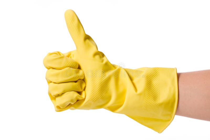 Hand in rubber glove stock photography