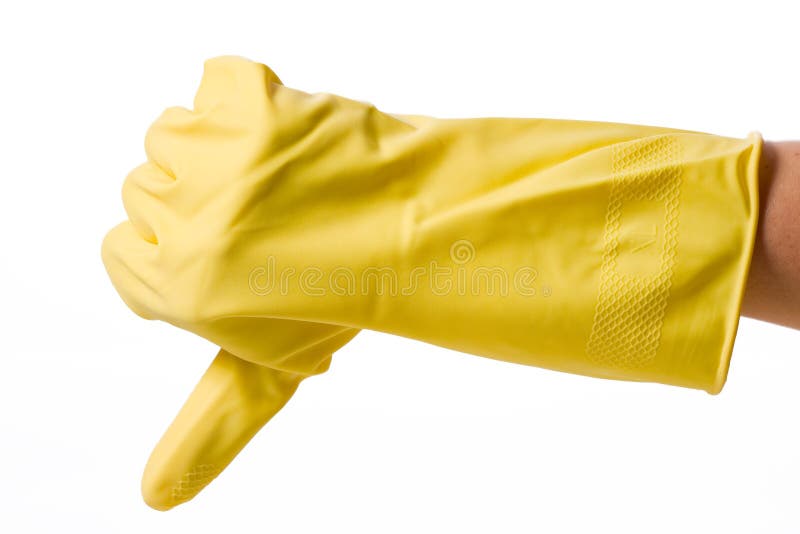 Hand in rubber glove stock photos