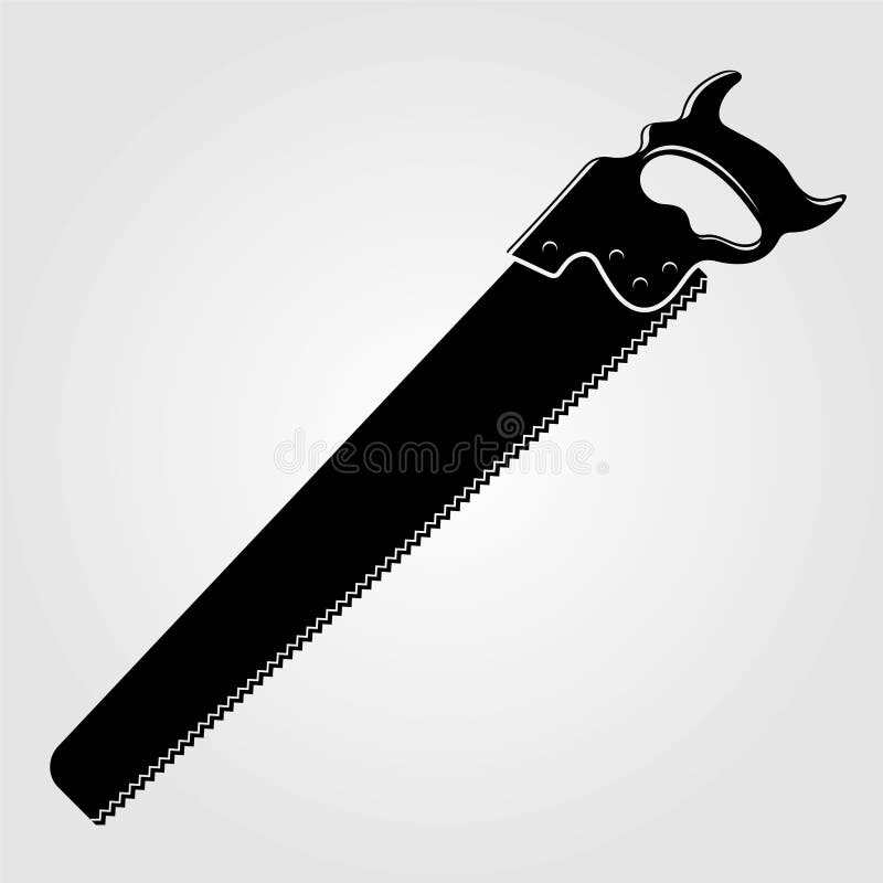 Hand Saw Silhouette Isolated on a White Stock Vector Illustration of