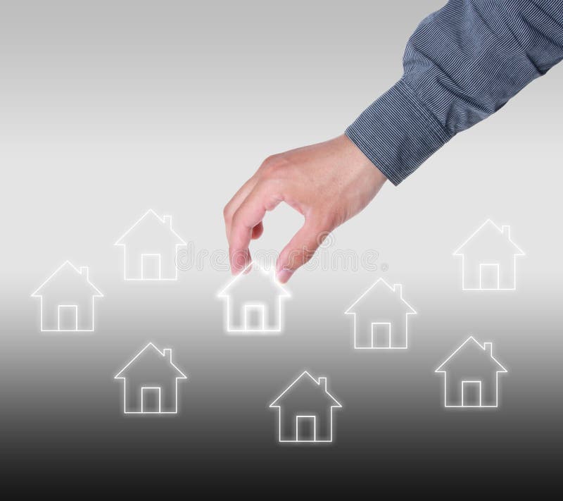 Hand select home symbol stock photos Hand select home symbol stock photos