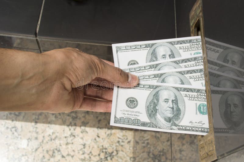 Hand Sending a Mail with Dollar Bills Stock Photo Image of money