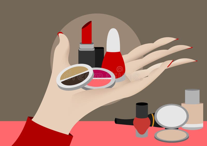 Hand showing cosmetics stock illustration