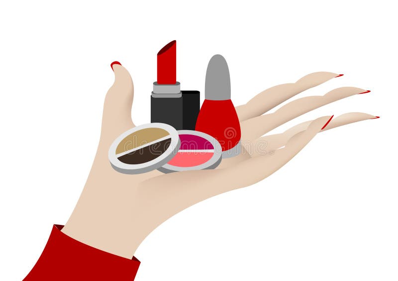 Hand showing cosmetics royalty free illustration