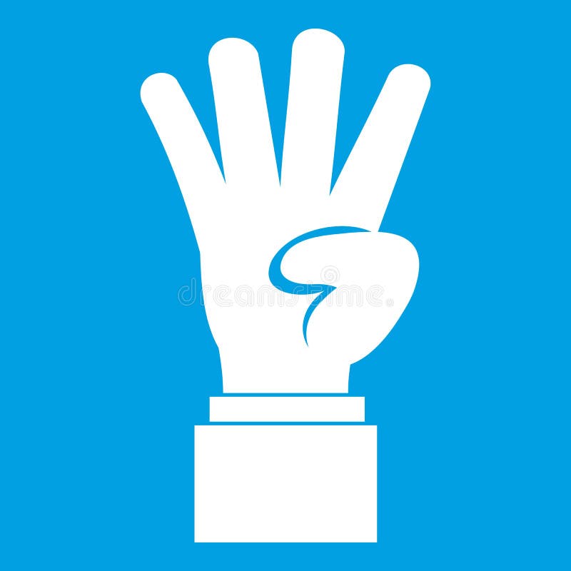 Hand showing number four icon white royalty free illustration