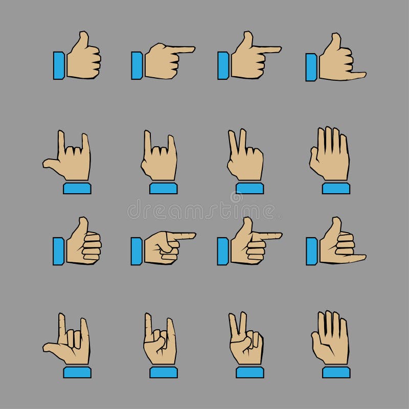 Hand gestures stock vector. Illustration of black, thumb 221945851