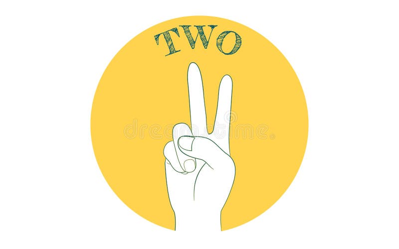 Hand sign icon, number 2, finger letters