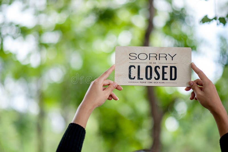 Hand and sign off shops stock image. Image of brand 171560119