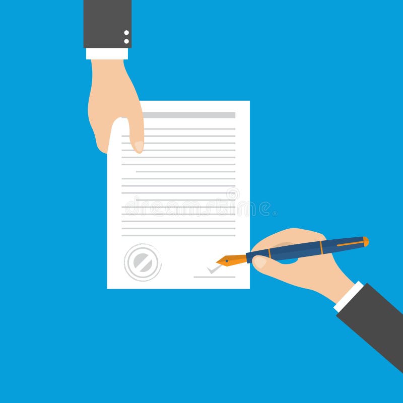 Hand Signing Contract On White Paper, Vector Stock Vector - Illustration of  rental, application: 56977054