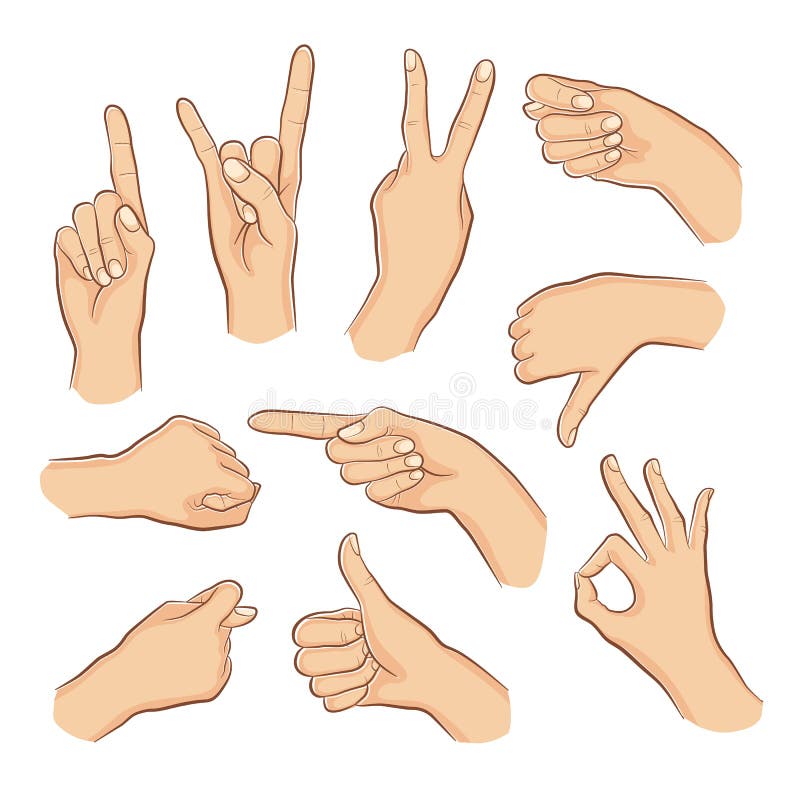 Hand Signs stock illustration. Illustration of pointing - 12768532