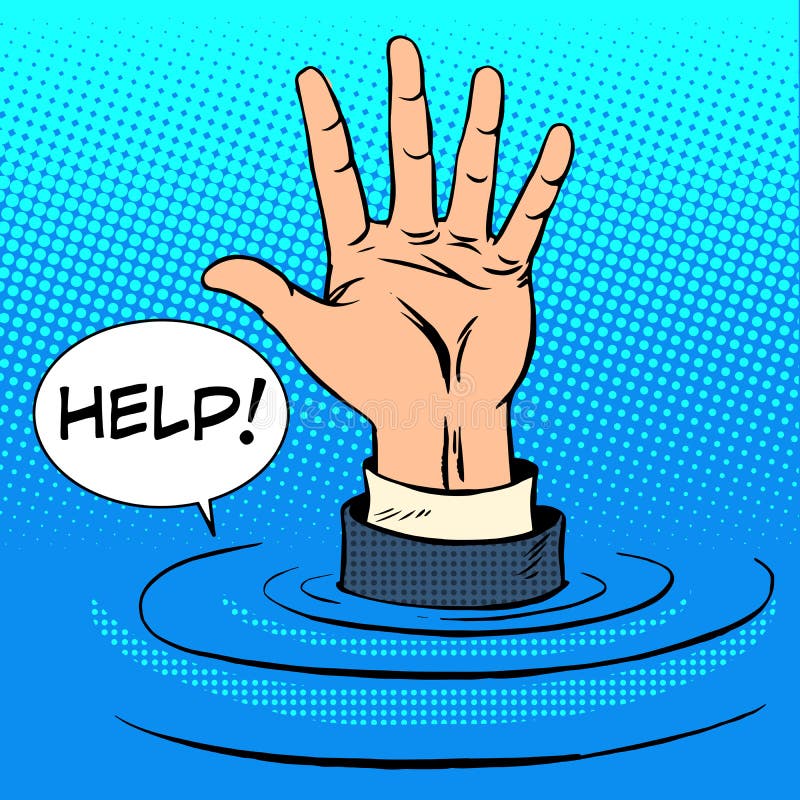 Hand sinking asks for help. Business concept