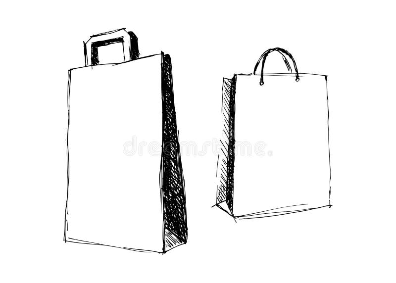 Hand Sketch of Shopping Bags Stock Vector Illustration of empty, customer 53834192