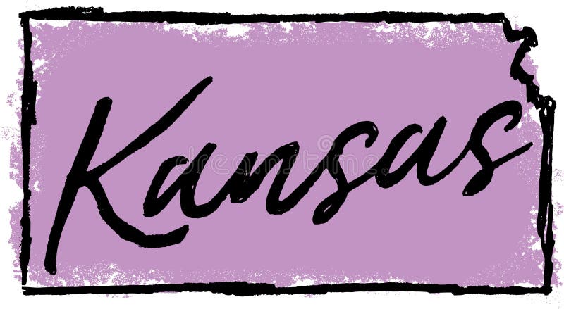 Hand Drawn Kansas State Design stock illustration