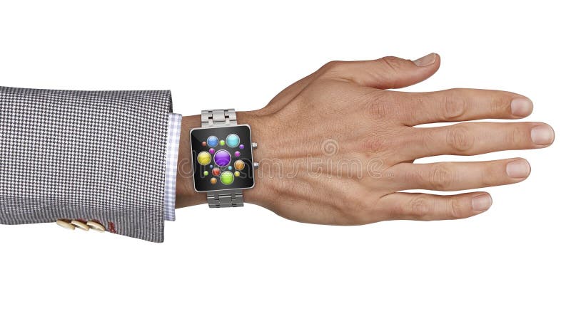 Hand with Smart Watch and Touch Screen Stock Photo - Image of complexity, application: 54353044