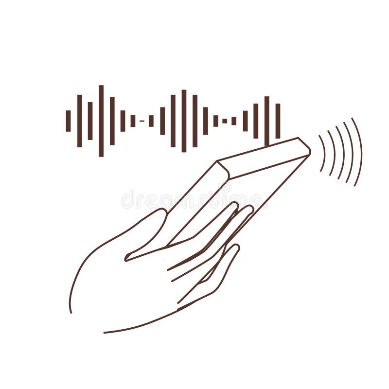 Hand with Smartphone and Sound Wave Stock Vector Illustration of