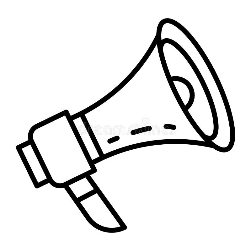 Hand Speaker Icon, Outline Style Stock Vector Illustration of