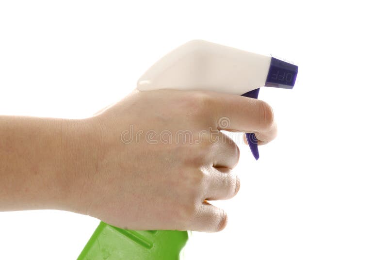 Hand with spray bottle