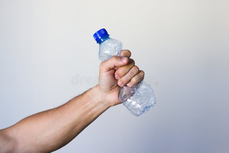 Hand Squeezing Plastic Bottle Stock Photo Image of ecological