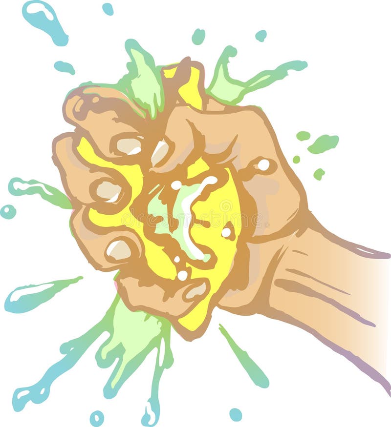 Hand squizing lemon stock illustration. Illustration of squirt 15177287