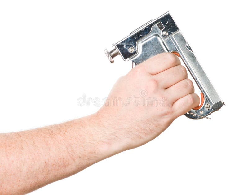 Hand with staple gun stock photo. Image of hand, equipment 21723188