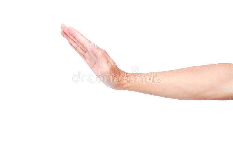 Hand stop gesture isolated on white background with clipping pat