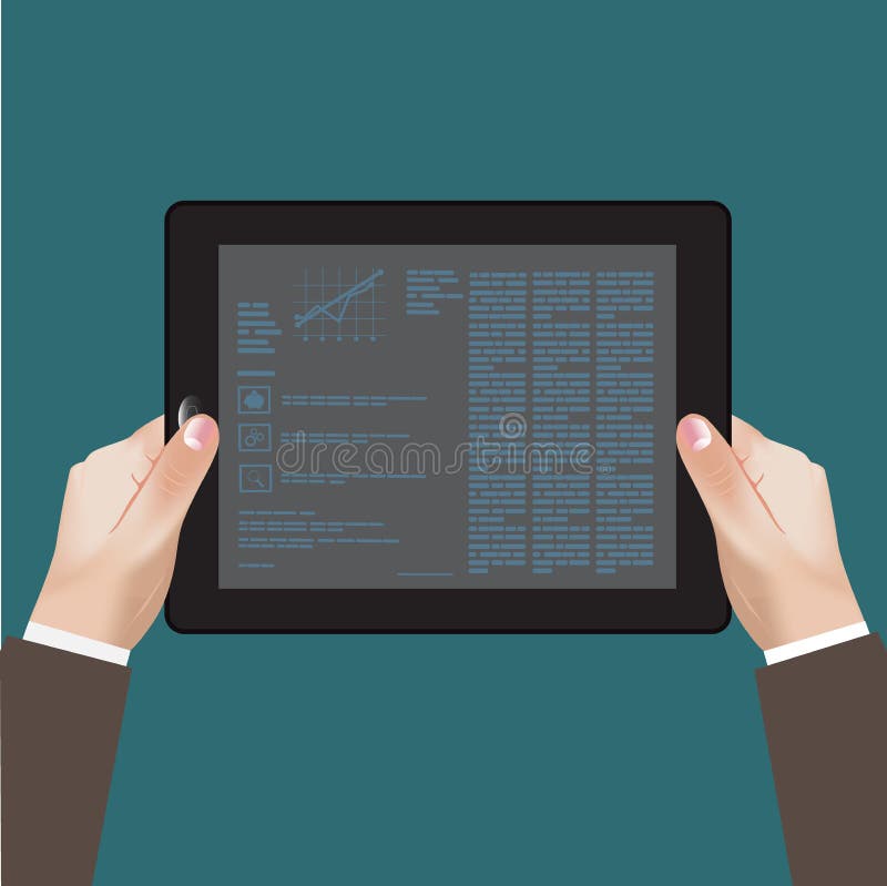 Hand, tablet, zaken, infographics stock illustratie Hand, tablet, zaken, infographics stock illustratie