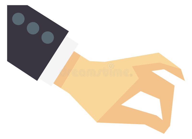 Hand taking pinch. Businessman arm finger gesture stock illustration