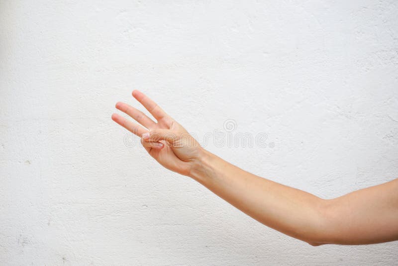 Hand With Three Fingers Up Stock Image Image Of Collection Body