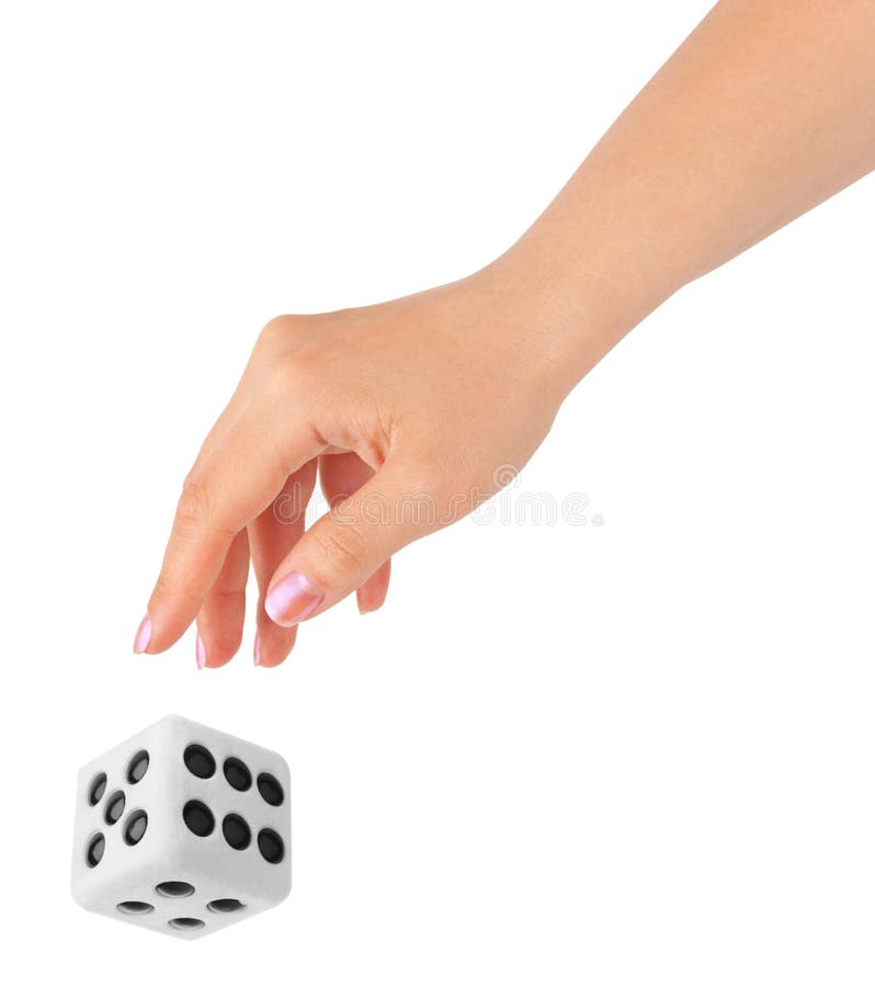 Hand throwing big dice. 