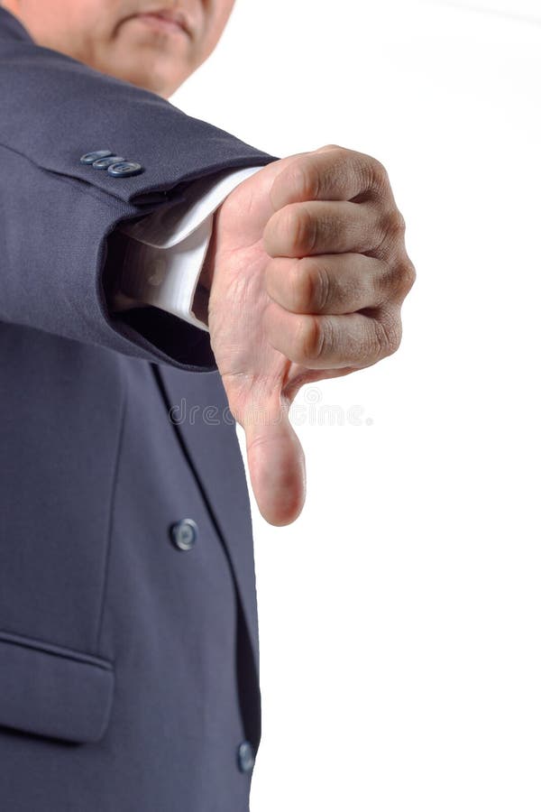 Hand thumb down by businessman. Rejection symbol stock images Hand thumb down by businessman. Rejection symbol stock images