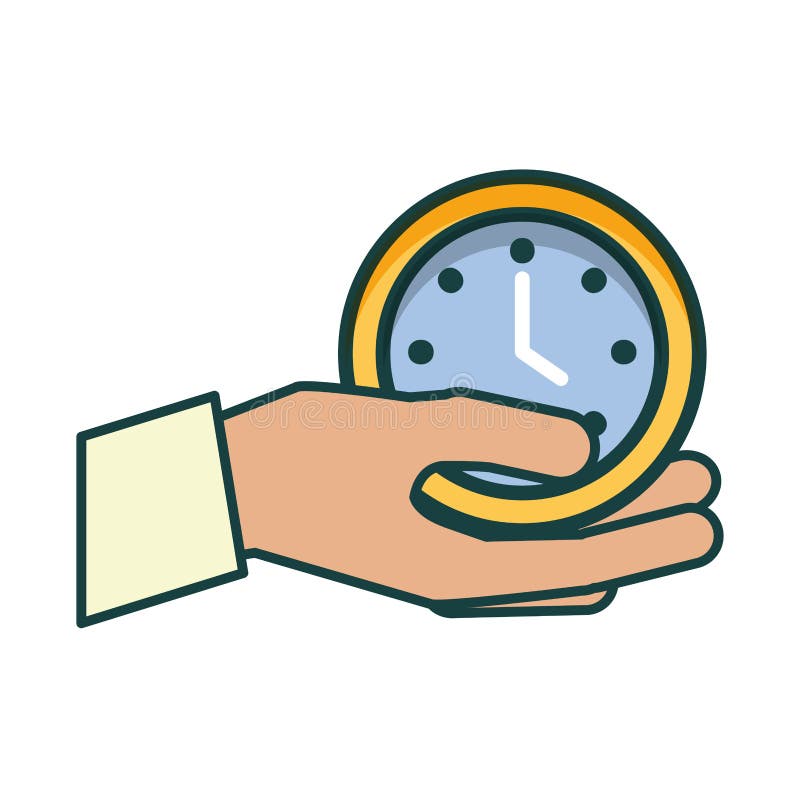 Hand with clock time stock vector. Illustration of illustration 142669712