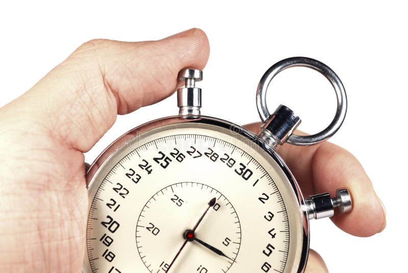 Hand and timer isolated royalty free stock photo