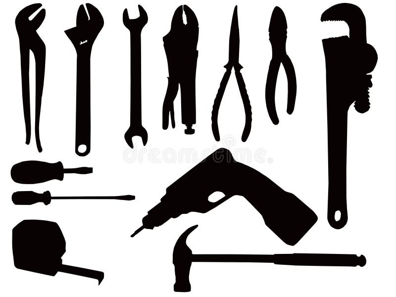 Hand tool silhouettes stock illustration. Illustration of tools 23941177