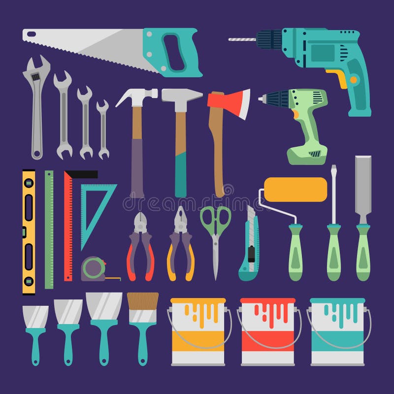 Hand tools icon set stock vector. Illustration of infographics 53218684