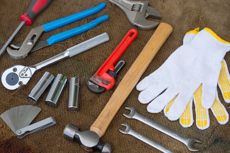 Hand Tools Set or Work Tools Set Background Stock Image Image of