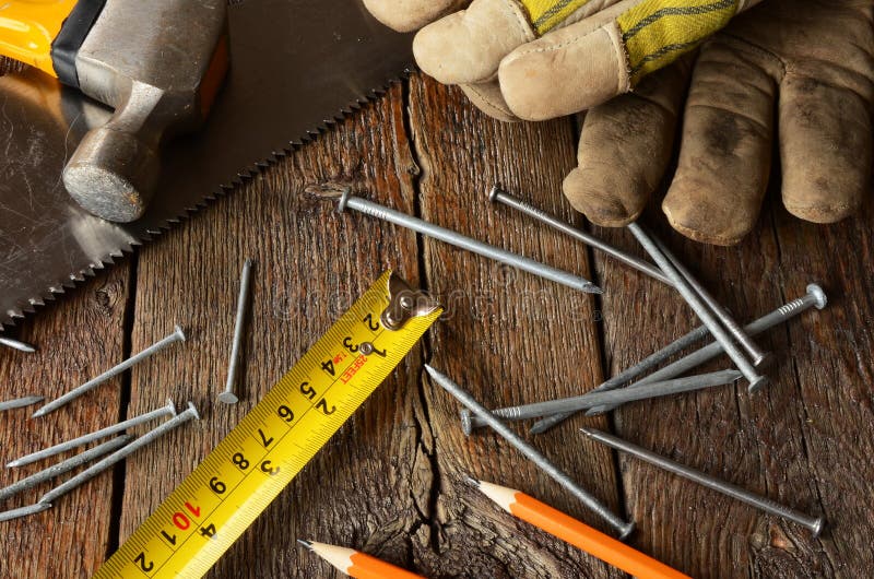 Hand Tools And Work Bench Background Stock Image Image Of