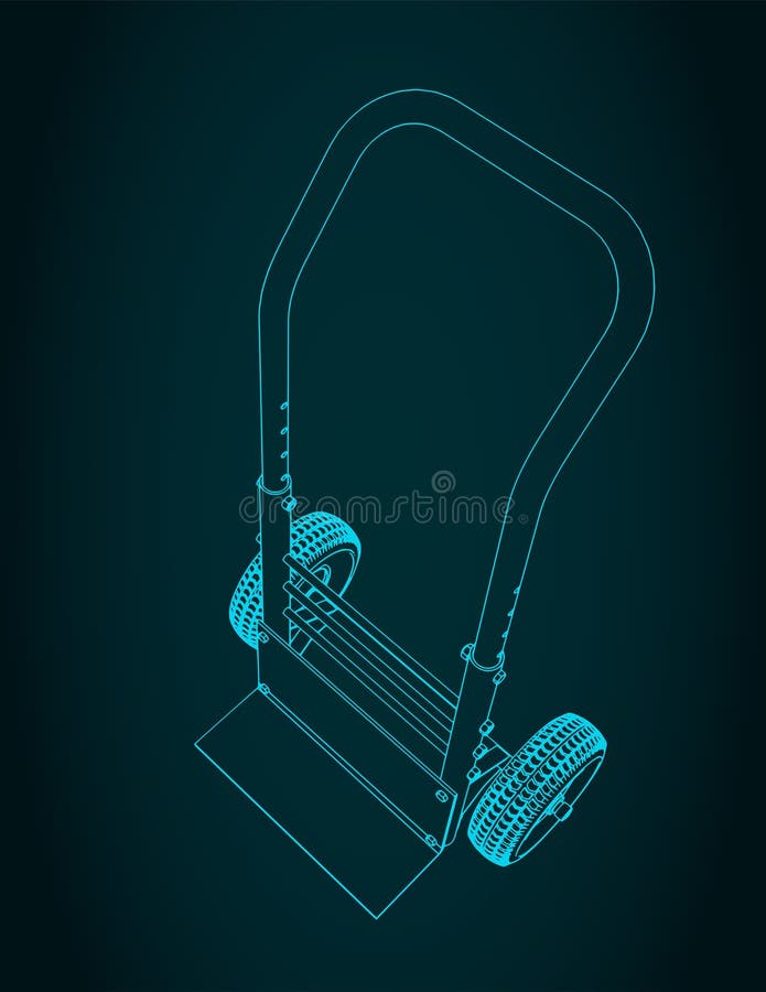 Hand Trolley with Rubber Wheels Stock Vector Illustration of vehicle