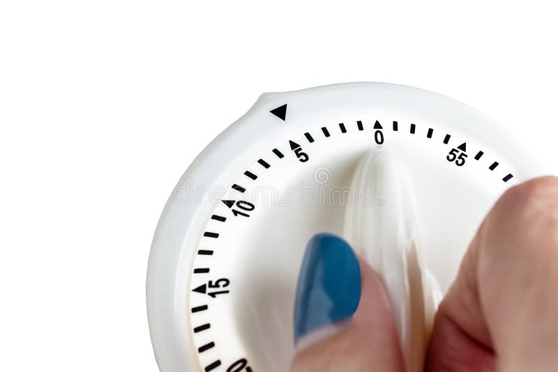 Hand tuning white button, button switch time scale on white back stock image Hand tuning white button, button switch time scale on white back stock image