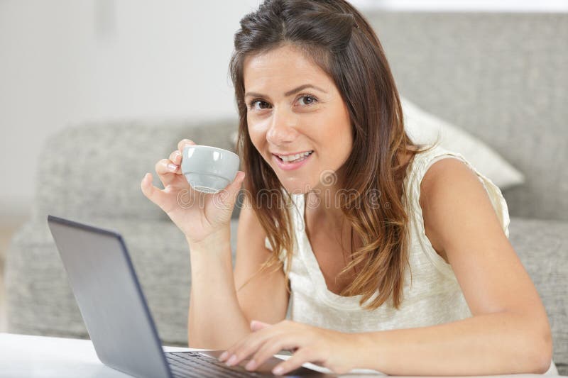 Hand Typing Laptop with Coffee Stock Photo Image of halflength, occupation 269560270