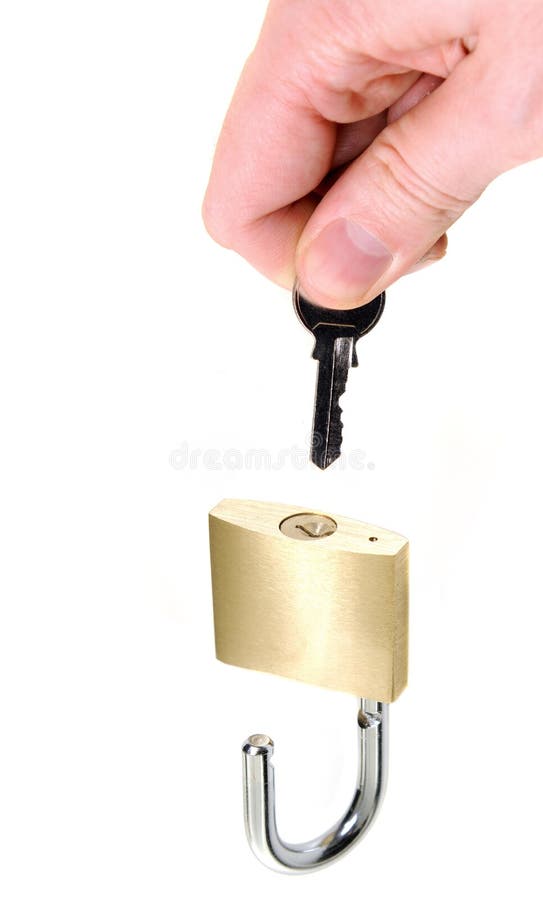 Unlocking Padlock on the Gate of Rusty Metal Steel Stock Image Image
