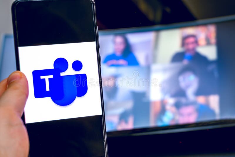 Hand Use Videoconference App Icon Of Microsoft Teams On Smartphone Editorial Stock Photo Image Of Background Professional 181523053