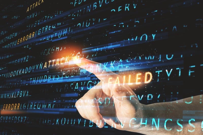 Hand using creative hacking background stock image