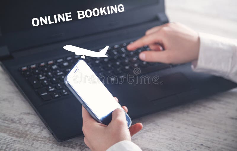 Hand using smartphone. Buying flight ticket. Online Booking royalty free stock photo Hand using smartphone. Buying flight ticket. Online Booking royalty free stock photo