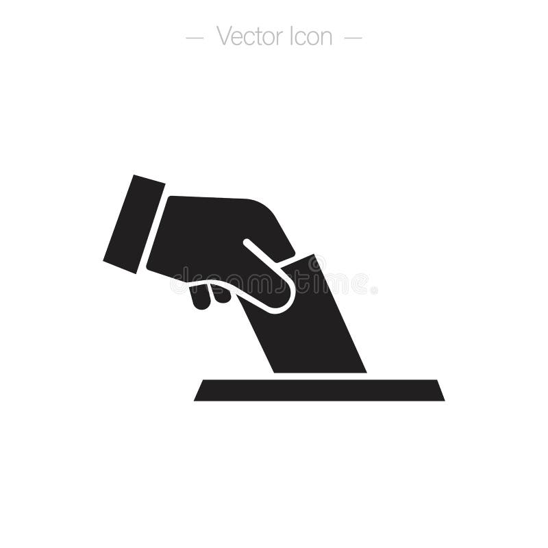 Hand Voting Ballot Box Icon. Hand Putting Paper in the Ballot Box