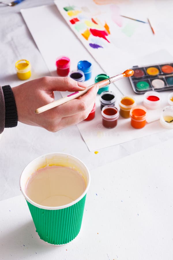 Hand Washing Brush, Artist Work Background Stock Image Image of