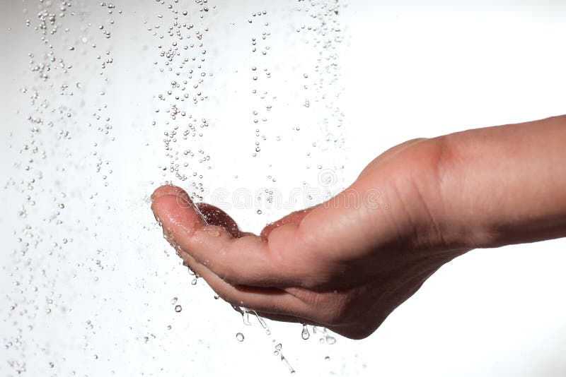 Hand and water. Human, transparent.