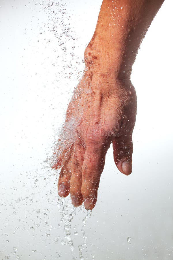 Hand and water. Transparent, wash.