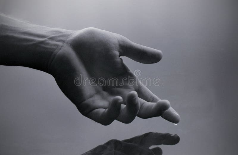 Hand with water drop