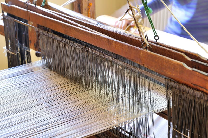 Hand Weaving with Ancient Loom Stock Image - Image of machine, hobby ...